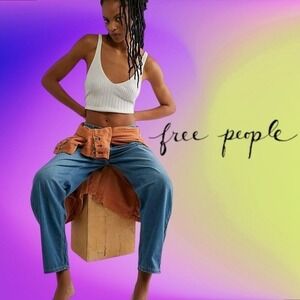 FP We The Free Luna Denim Pull On Jeans Stardust Blue M (8-10)